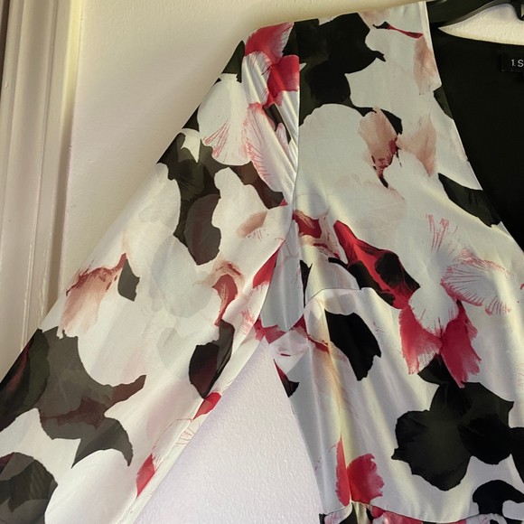 1 STATE woman's size 4 Moonlit Petals floral ruffle sheer long sleeve mini dress - Picture 7 of 15